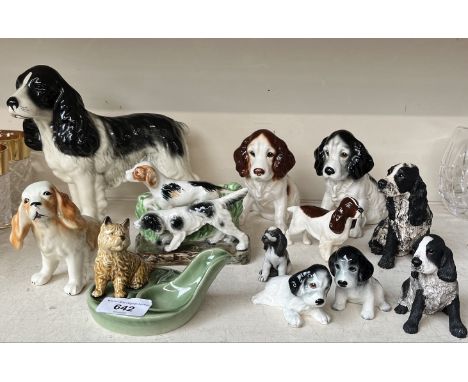 Various dog models including Beswick, Border Fine Arts, Goebel, Wade etc. Condition - BFA model with slight chip to pay, othe