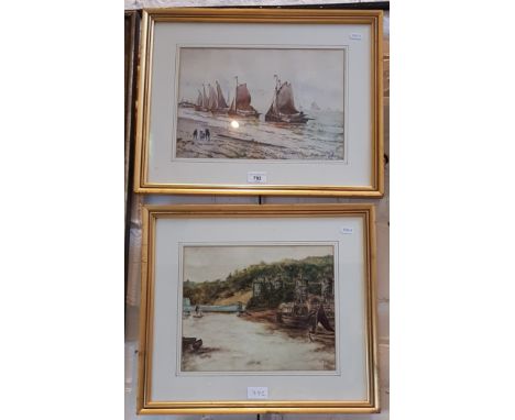 Early 20th century school, two watercolours, coastal scenes with boats, each signed 'M H Joyce' and dated 1905 and 1908, both