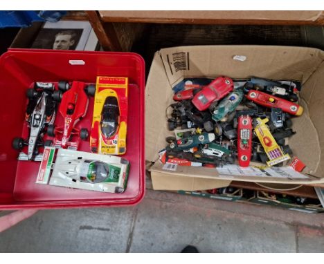 A collection of slot cars including Scalextric etc. 