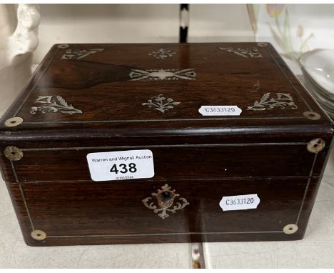 A 19th century rosewood and mother of pearl jewellery/sewing box. Condition- some general wear to include slight marks and lo