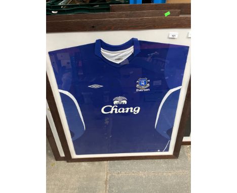 A signed and framed Everton FC football shirt, Umbro, home shirt 2005-6 season, signed by Phil Neville 