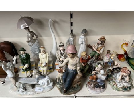 A collection of figures to include 5 in the style of Capodimonte, 2 Nao and 2 similar, and 3 Manor limited edition figures of