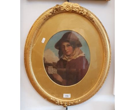 Late 19th/early 20th century school, oil on board, portrait of a woman holding playing cards, 23.5cm x 28.5cm, unsigned, fram