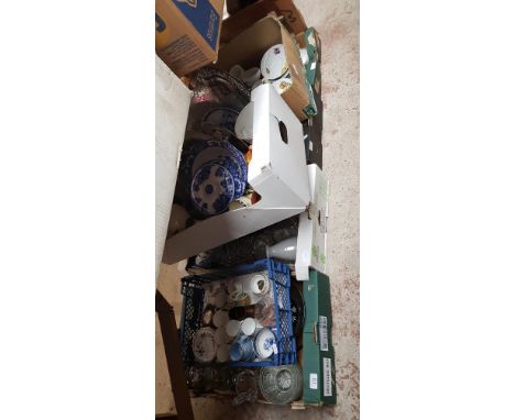 9 boxes of assorted glass and ceramics to include Royal Worcester Evesham 