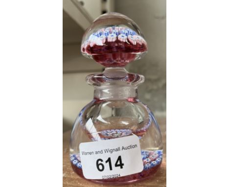A millefiore glass inkwell, the stopper having central thistle cane. Made in Scotland by John Deacons - 11cm high&nbsp;Condit
