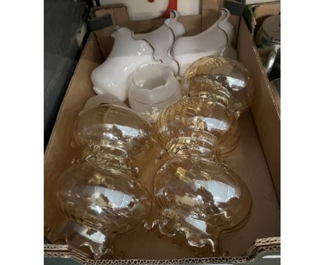10 vintage glass light shades 