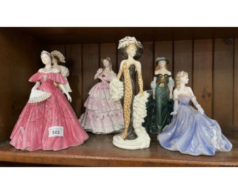 A collection of six porcelain figures, comprising Coalport and Royal Worcester.&nbsp;Condition - possible light nibble to Liz