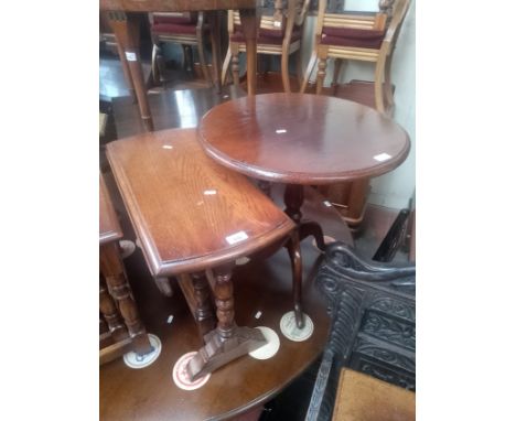 A Bevan Funnell aged oak Sutherland table together with an aged oak coffee table and an aged oak tripod table. 