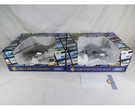 Franklin Mint - two 1:48 scale diecast models from the Franklin Mint Armour Collection, both boxed comprising AV8 Harrier and