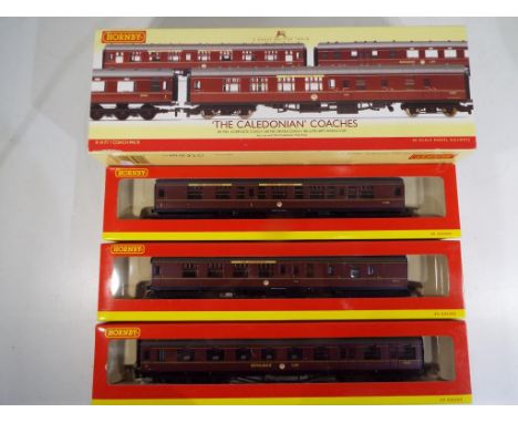 Model Railways - a coach pack of OO gauge Hornby # R4177 Coach Pack 'The Caledonian' Coaches consisting of BR MK1 Composite C