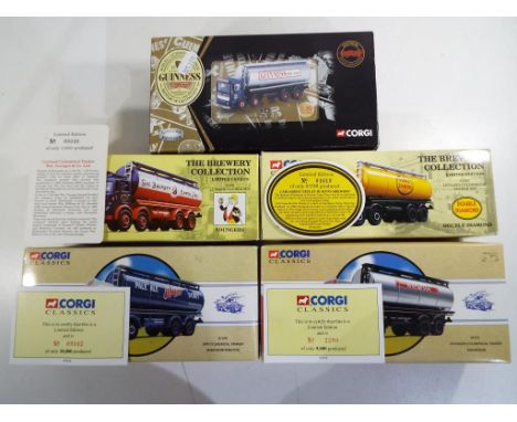 Corgi - five 1:50 scale trucks in original boxes comprising 24301, 24302, 21101, 97319 and 97372, models appear to be in mint