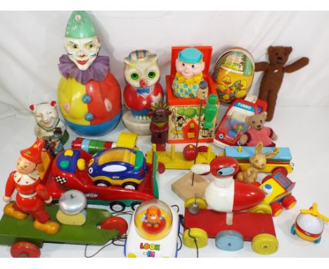 Pre-school toys - a good mixed lot of vintage and modern pre-school toys to include Fisher Price Jack in the Box, Rolly Toys 