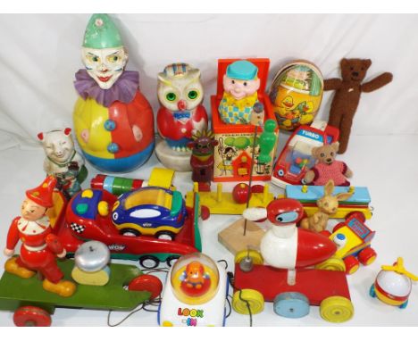 Pre-school toys - a good mixed lot of vintage and modern pre-school toys to include Fisher Price Jack in the Box, Rolly Toys 