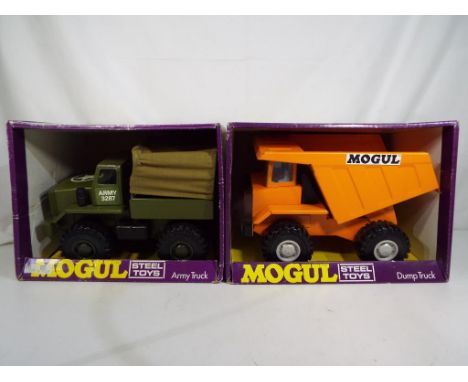 Meccano - two Mogul trucks in original vg boxes, comprising an Army Truck #3287 and a Dump Truck #3201, models appear to be n