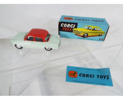 Corgi - Standard Vanguard III Saloon # 207 comprising pale green body and red roof (m in mb) with marketing leaflet in origin