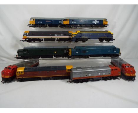 Model Railways -  Hornby and Tri-Ang ten unboxed diesel locomotives in excellent to near mint condition  Est £60 - £80.