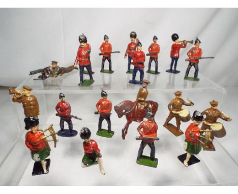 Britains - nineteen vintage unboxed figures comprising Scots Guardsmen and other military figures, nineteen in total in playw