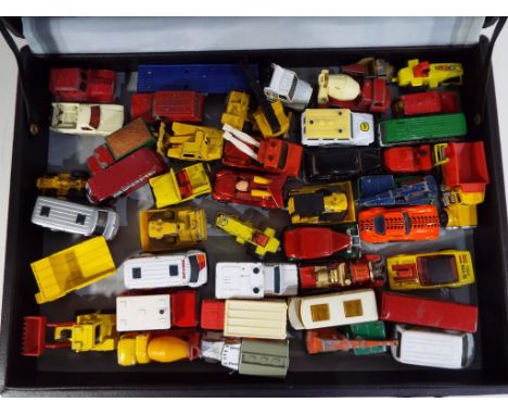 Matchbox - a briefcase containing approx 40 unboxed diecast model motor vehicles predominantly Matchbox, models range from pl