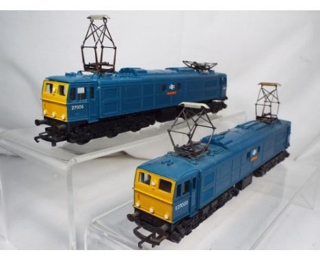 Model Railways -  Tri-Ang two unboxed Class 77 electric locomotives in BR blue, both models appear to be in excellent to near