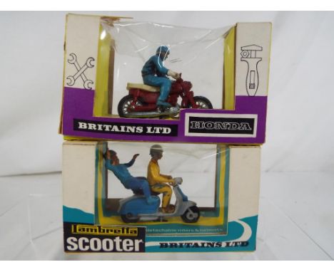 Britains - two diecast motor-cycles 1:32 scale in original boxes comprising #9685 a Lambretta Scooter and #9687 Honda Motor-c