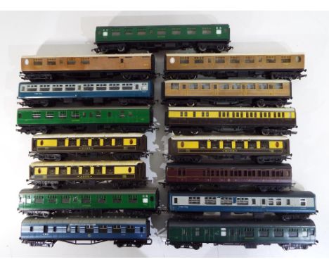 Model Railways - fifteen unboxed OO gauge eight wheeled coaches, various livery's to include Hornby, Tri-ang, Graham Farish c