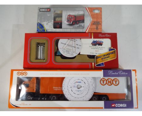 Corgi - three 1:50 scale trucks comprising 75701, 26401 and CC10503, all models have certificates and appear to be in near mi