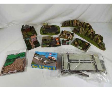 Model Railways - a lot to include a quantity of model railway scenics, a Kibry model kit, an Esso fuel storage contained in o