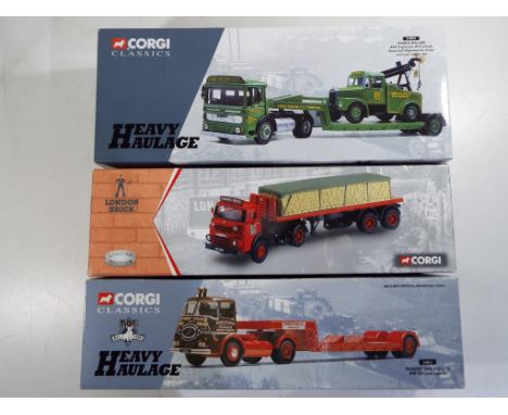 Corgi - three 1:50 scale diecast trucks in original boxes comprising 31003, 31011 and 23801,  models appear to be in mint con