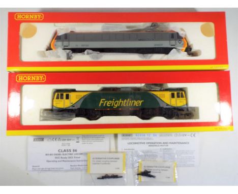 Model Railways - two OO gauge Hornby locomotives - #R3058 Freightliner Bo-Bo Electric Class 86 Locomotive 86637, DCC ready, m