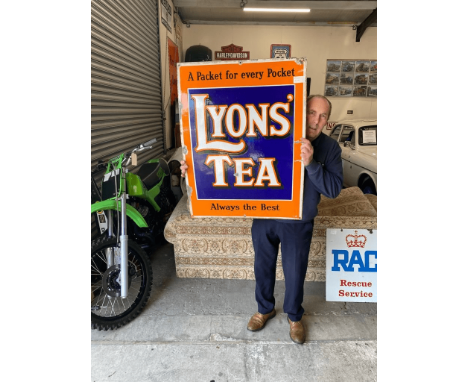 ORIGINAL LARGE LYONS TEA ENAMEL SIGN