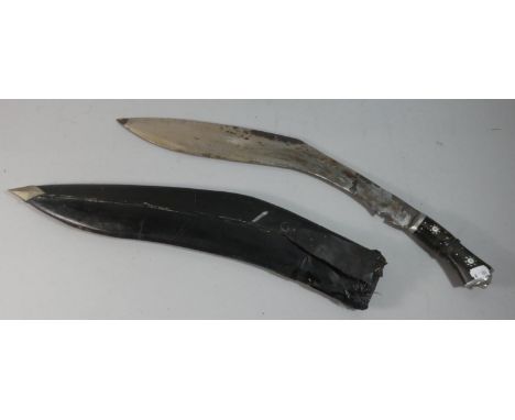 A Large Ornamental Kukri Knife in Scabbard, Missing Spare Daggers 