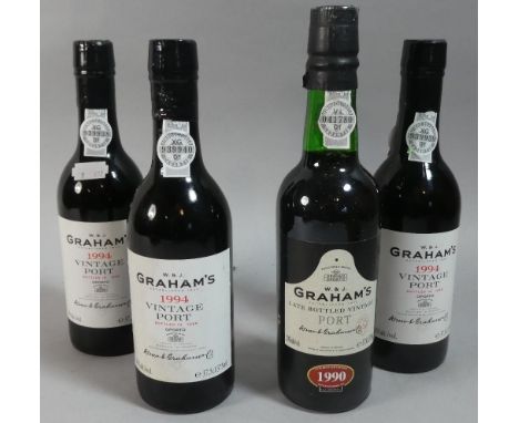 Four 37.5cl Bottles of Vintage Port by Grahams, 1990 (Late Bottled) and Three 1994 