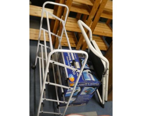 A Thermo Electric Cooler and Warmer Box, Boot Stand and a Metal Step Ladder 