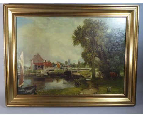 A Framed John Constable Print, Dedham Mill, 69cm Wide 
