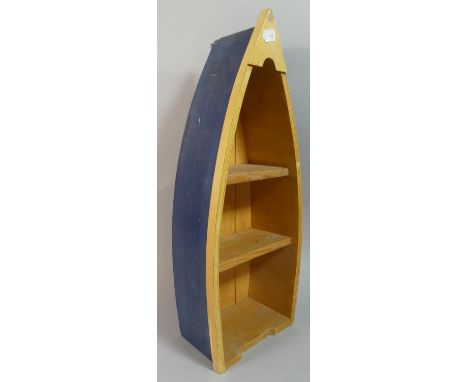 A Novelty Wall Hanging Wooden Shelf in the Form of a Rowing Boat, 48.5cm High 