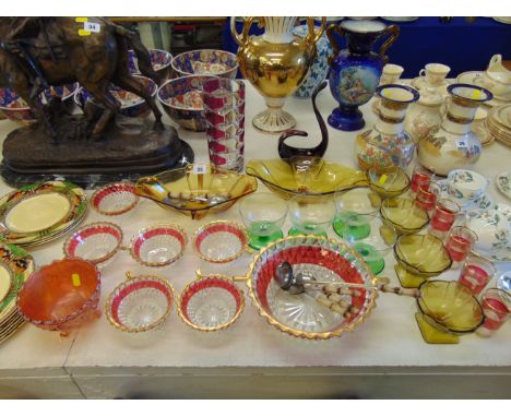 A qty of coloured glassware