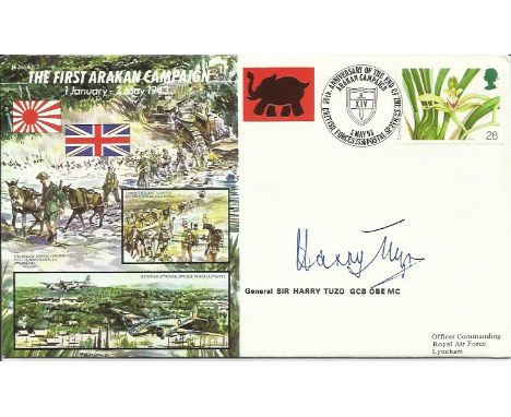 Gnrl Sir Harry Tuzo signed JS50/43/3 The First Arakan Campaign cover. Good condition 