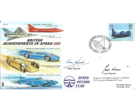 British Achievements in speed cover signed by Ken Norris &amp; Lew Norris designer of Bluebird CN7 car &amp; Bluebird K 7 Boa