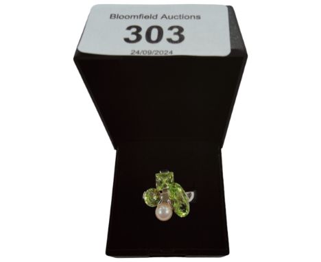 SILVER AND LEMON STONE DRESS RING