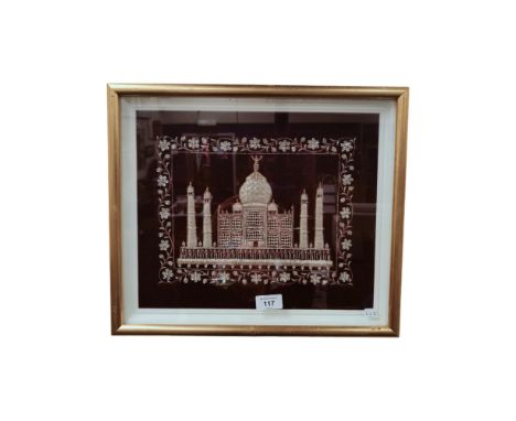 VINTAGE SILVER THREAD EMBROIDERY TAJ MAHAL