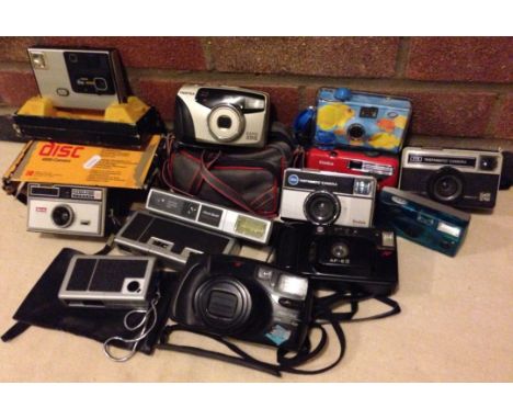 To include: Kodak DLSC 4000, Pentax Espro 105G, Menolta AF-E II, 3 Kodak instamatic cameras, Panasonic Zoom 28.  