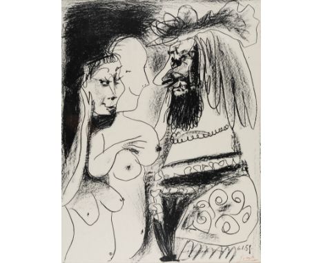 PABLO RUIZ PICASSO (Malaga, 1881 - Mougins, France, 1973)."Le vieux roi, 1959.Lithograph on Arches paper.Ed. Mourlot, Paris. 