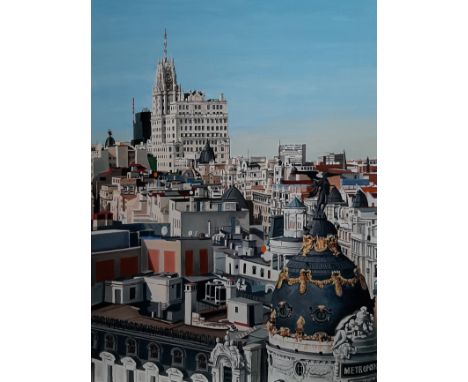 FERNANDO COBO (Madrid, 1975)."Madrid from the Círculo".Oil on canvas.Signed in the lower right corner.Measurements: 81 x 60 c