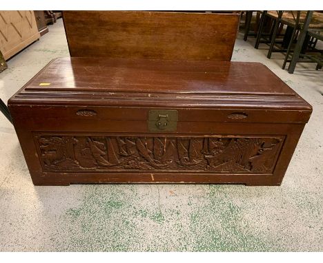 A carved large camphor trunk (120cm X 49cm)
