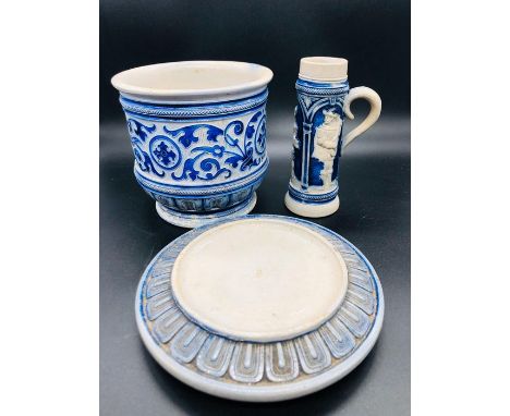 Westerwald planter Saucer &amp; Tankard