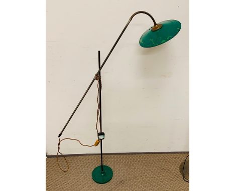 A Green enamel adjustable floor standing lamp.