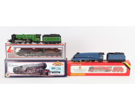 Five 00/HO gauge locomotives and tenders, comprising Hornby Railways LMS Coronation Class 7P 'Duchess of Sutherland', Bachman