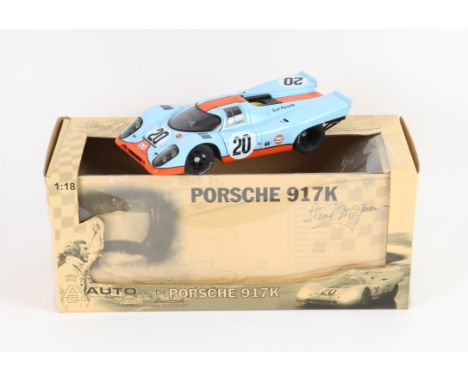 Auto Art 1:18 scale die-cast model of Steve McQueen's Porsche 917K from the movie 'Le Mans', boxed,