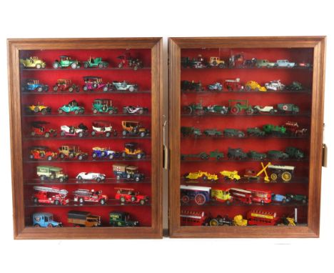 Two glass display cases of predominately pre-war vehicle's - x 29 vehicle's in the first case & circa 30 in the second. Inclu