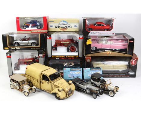 Selection of 1:18 scale and smaller model vehicles, to include Highway 61 Collectibles 1952 Hudson Hornet Club Coupe, Maisto 